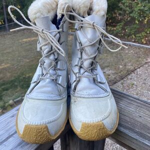 VTG Sorel Chugalug Leather Boots Size 8 Canada White Winter Wool Lined Women’s